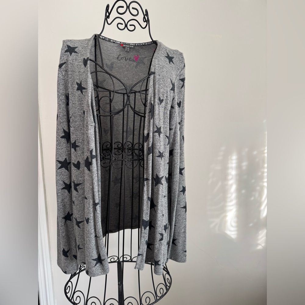 Gray & Navy Star Pattern Women's Sweater